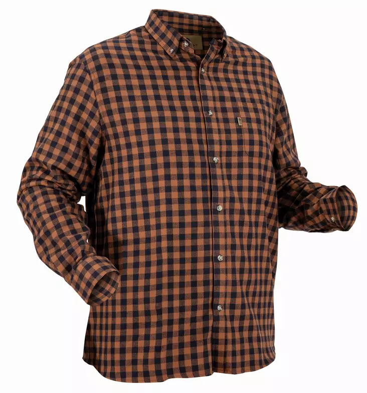 Nordhunt Sermen Flannel Shirt Navy / Tobacco Check - Hemden - NH600224-259-S - 1